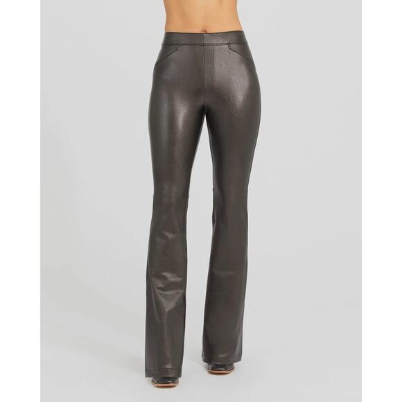 Spanx Leather Like Flare Pant Medium Women’s Luxe Black - Picture 1 of 7